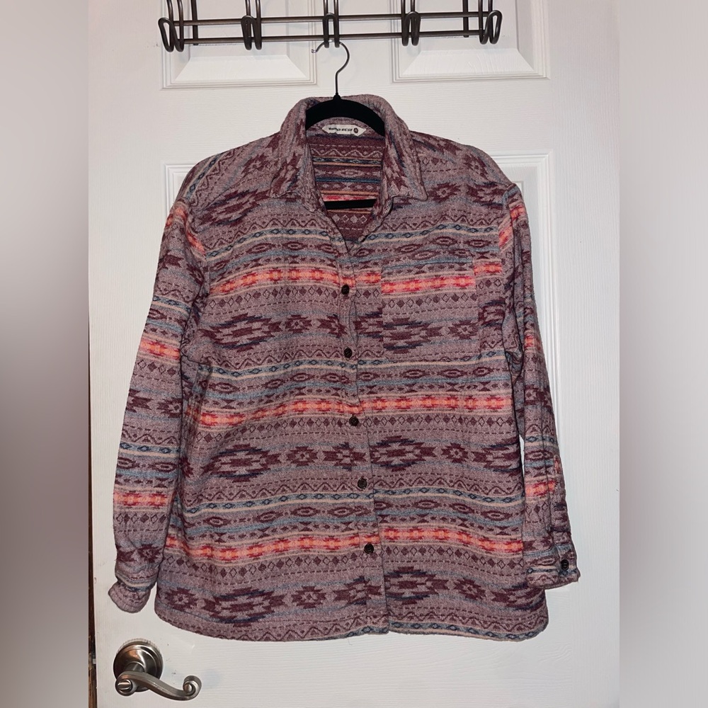 Mountain & Isles Multicolor Patterned Button-Down… - image 1